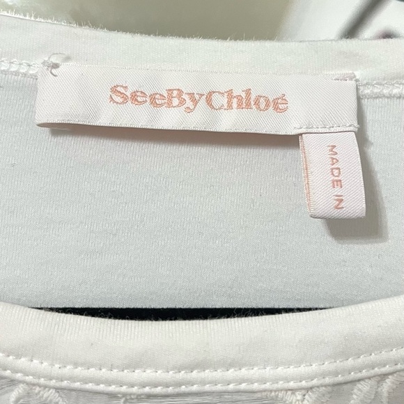 Flawed / SEE BY CHLOE Silk Cotton Blend Lace Summer Dress Size M - Picture 9 of 15